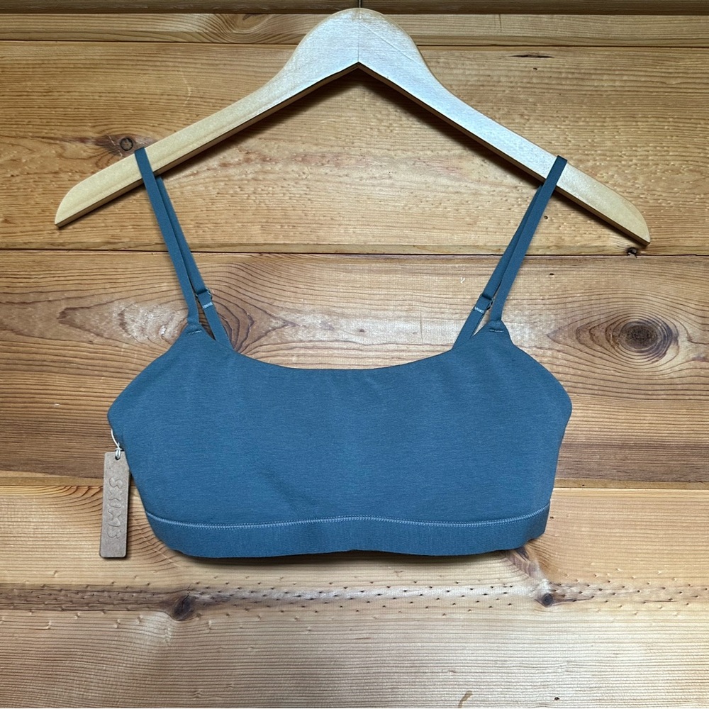 New SKIMS Cotton Jersey Scoop Bralette Small Blue Kyanite